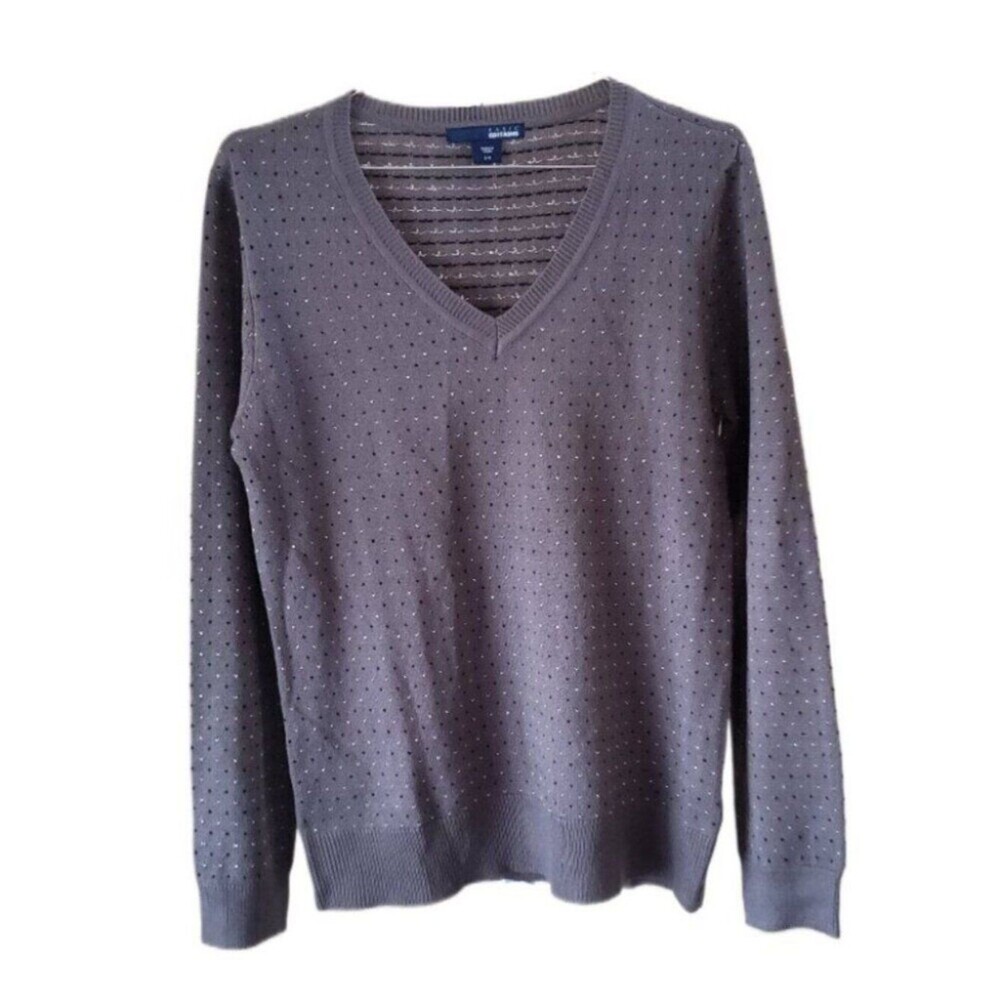 Basic Edition Gray V-Neck Long Sleeve Sweater